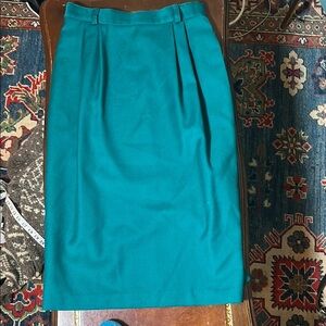 Conrad C Collection | Vintage 100% Pure Virgin Wool Skirt |Teal| Lined| Pockets